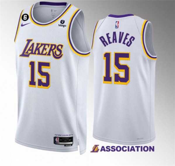Men%27s Los Angeles Lakers #15 Austin Reaves White Association Edition With NO.6 Patch Stitched Basketball Jersey
